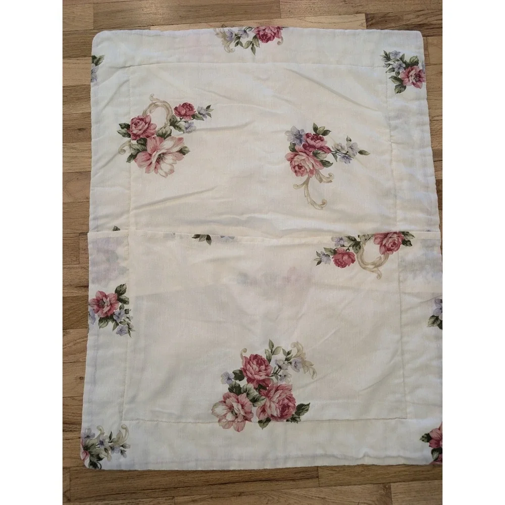 VTG French Country Pillow Sham Roses Robin Egg Blue 31x25